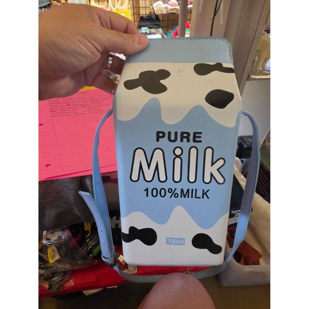 AT-1 Light Blue 'Pure Milk' Crossbody Bag with Playful Print